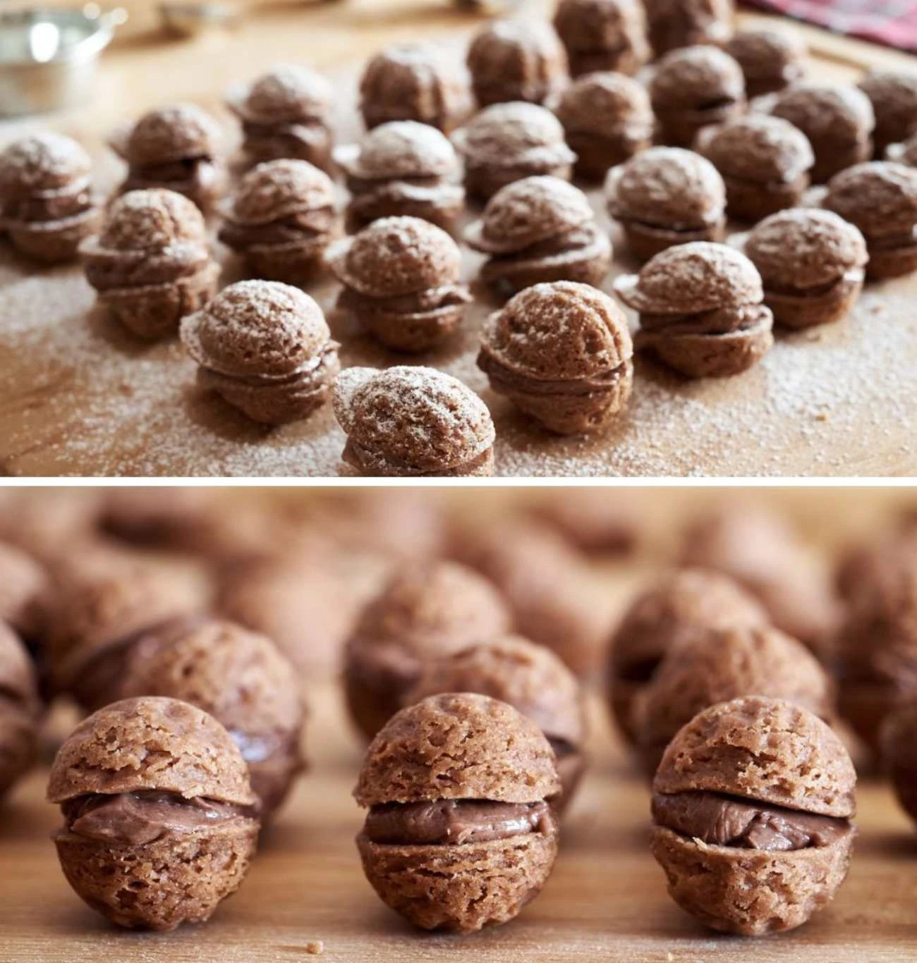 Plněné oříšky s čokoládovým krémem